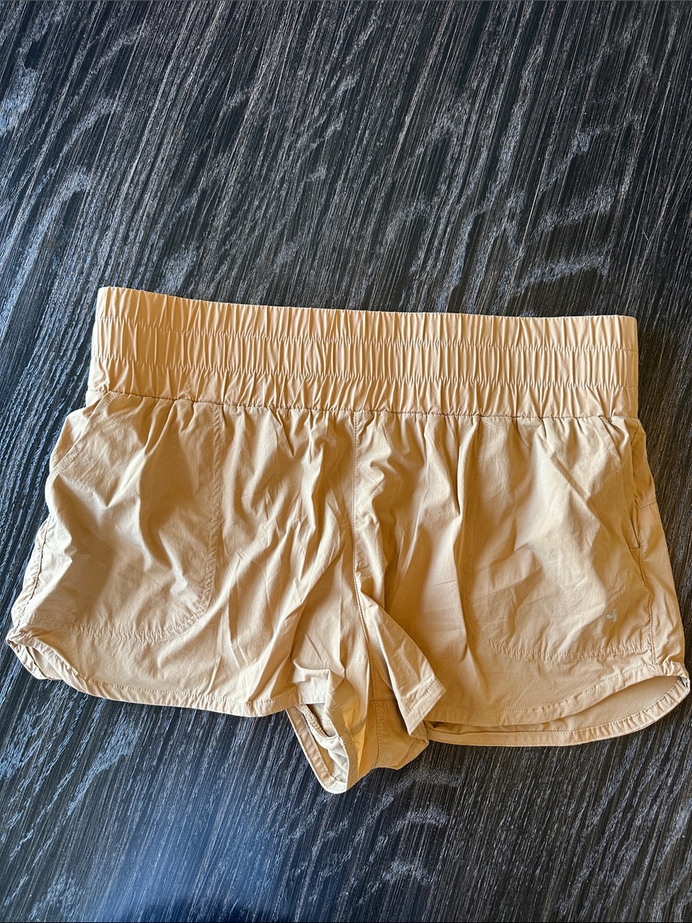 JoyLab Tan High Rise Lined Lightweight Pull-on Dolphin Hem Running Shorts, XL